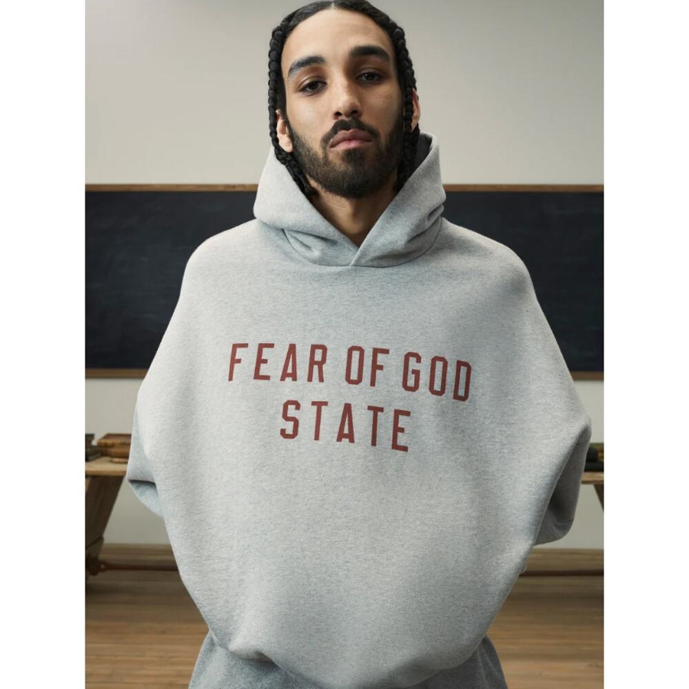 NWT Fear of God ESSENTIALS 'State' Hoodie in‎ Dark Heather Size Large